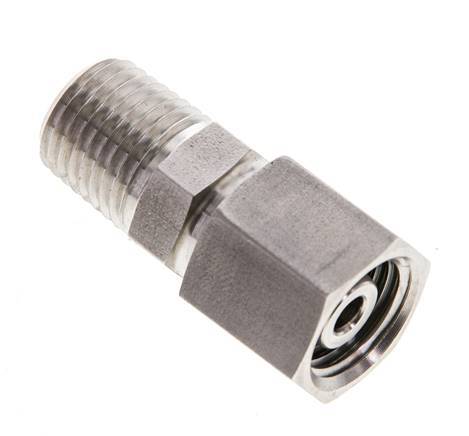 8L & 1/4'' NPT Stainless Steel Straight Swivel with Male Threads 315 bar FKM O-ring Sealing Cone Adjustable ISO 8434-1