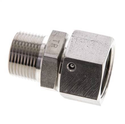 22L & 3/4'' NPT Stainless Steel Straight Swivel with Male Threads 160 bar FKM O-ring Sealing Cone Adjustable ISO 8434-1