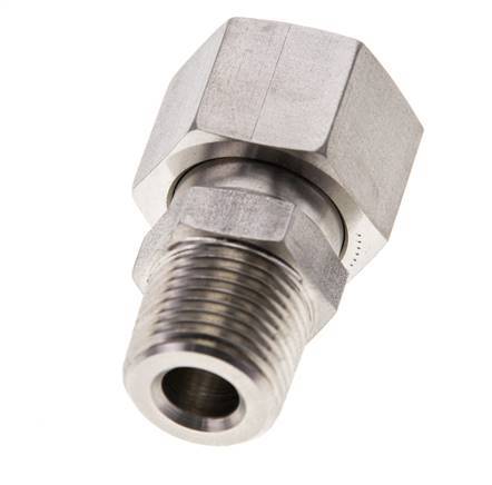 12S & 3/8'' NPT Stainless Steel Straight Swivel with Male Threads 630 bar FKM O-ring Sealing Cone Adjustable ISO 8434-1
