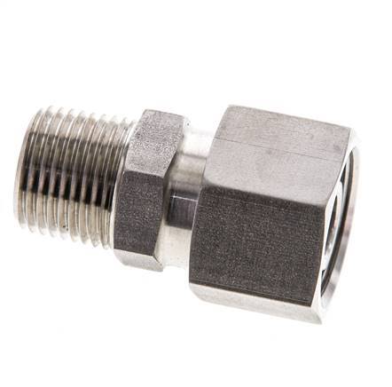 12S & 3/8'' NPT Stainless Steel Straight Swivel with Male Threads 630 bar FKM O-ring Sealing Cone Adjustable ISO 8434-1