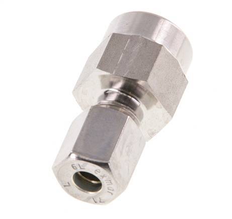 6L & G1/4'' Stainless Steel Straight Compression Fitting with Female Threads for Pressure Gauges 315 bar ISO 8434-1