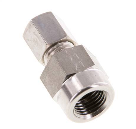 6L & G1/4'' Stainless Steel Straight Compression Fitting with Female Threads for Pressure Gauges 315 bar ISO 8434-1