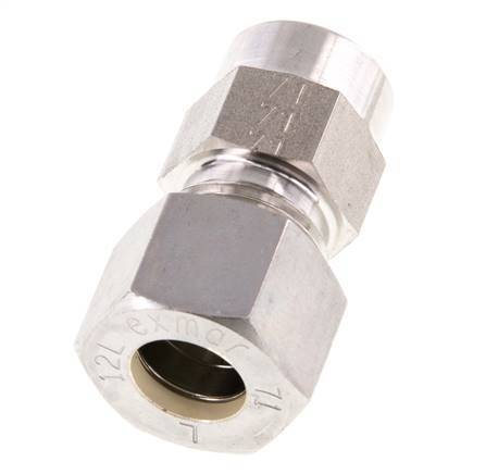 12L & G1/4'' Stainless Steel Straight Compression Fitting with Female Threads for Pressure Gauges 315 bar ISO 8434-1