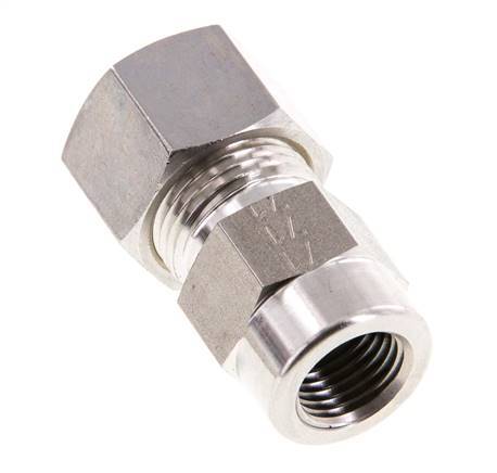 12L & G1/4'' Stainless Steel Straight Compression Fitting with Female Threads for Pressure Gauges 315 bar ISO 8434-1