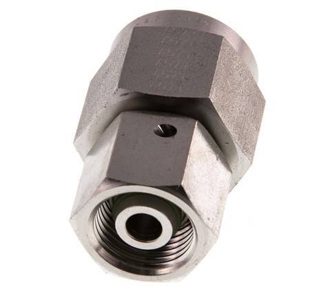 10S & G1/2'' Stainless Steel Straight Swivel with Female Threads for Pressure Gauges 630 bar FKM Sealing Cone ISO 8434-1