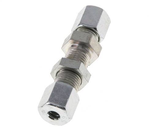 6S Zink plated Steel Straight Cutting Fitting Bulkhead 630 bar ISO 8434-1