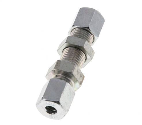 6S Zink plated Steel Straight Cutting Fitting Bulkhead 630 bar ISO 8434-1