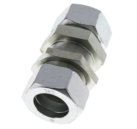 38S Zink plated Steel Straight Cutting Fitting Bulkhead 315 bar ISO 8434-1