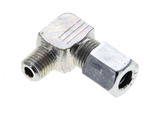 6LL & M8x1 (con) Zink plated Steel Elbow Cutting Fitting with Male Threads 100 bar ISO 8434-1