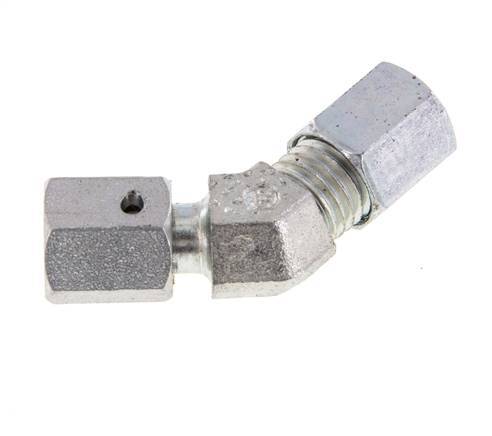 6L Zink plated Steel 45deg Elbow Cutting Fitting with Swivel 315 bar NBR O-ring Sealing Cone Adjustable ISO 8434-1