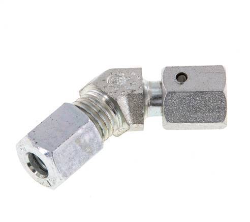 6L Zink plated Steel 45deg Elbow Cutting Fitting with Swivel 315 bar NBR O-ring Sealing Cone Adjustable ISO 8434-1