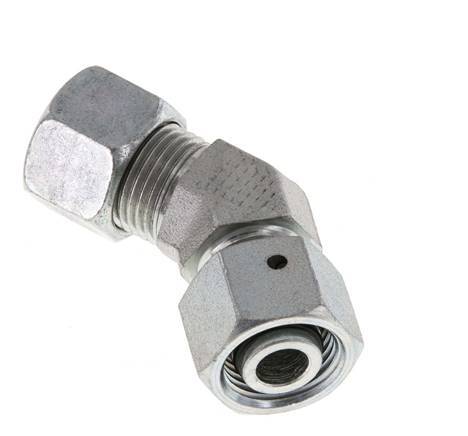 12L Zink plated Steel 45deg Elbow Cutting Fitting with Swivel 315 bar NBR O-ring Sealing Cone Adjustable ISO 8434-1