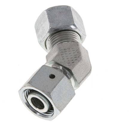 12L Zink plated Steel 45deg Elbow Cutting Fitting with Swivel 315 bar NBR O-ring Sealing Cone Adjustable ISO 8434-1