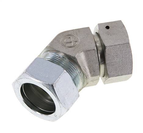 35L Zink plated Steel 45deg Elbow Cutting Fitting with Swivel 160 bar NBR O-ring Sealing Cone Adjustable ISO 8434-1