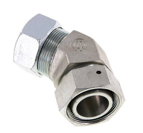 35L Zink plated Steel 45deg Elbow Cutting Fitting with Swivel 160 bar NBR O-ring Sealing Cone Adjustable ISO 8434-1