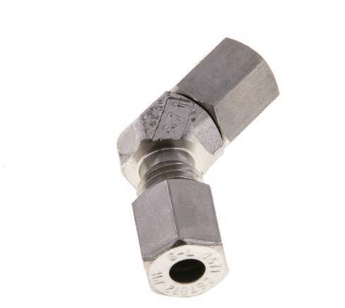 6L Stainless Steel 45deg Elbow Cutting Fitting with Swivel 315 bar FKM O-ring Sealing Cone Adjustable ISO 8434-1