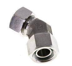 22L Stainless Steel 45deg Elbow Cutting Fitting with Swivel 160 bar FKM O-ring Sealing Cone Adjustable ISO 8434-1