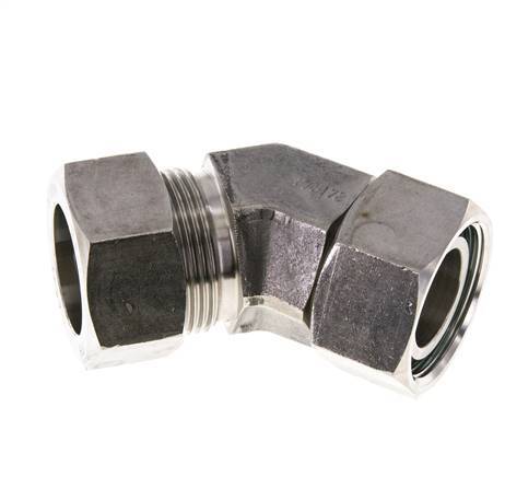28L Stainless Steel 45deg Elbow Cutting Fitting with Swivel 160 bar FKM O-ring Sealing Cone Adjustable ISO 8434-1