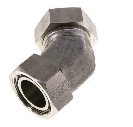 42L Stainless Steel 45deg Elbow Cutting Fitting with Swivel 160 bar FKM O-ring Sealing Cone Adjustable ISO 8434-1