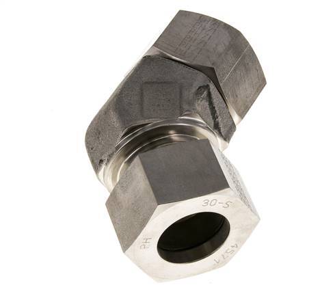 30S Stainless Steel 45deg Elbow Cutting Fitting with Swivel 400 bar FKM O-ring Sealing Cone Adjustable ISO 8434-1
