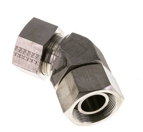 30S Stainless Steel 45deg Elbow Cutting Fitting with Swivel 400 bar FKM O-ring Sealing Cone Adjustable ISO 8434-1