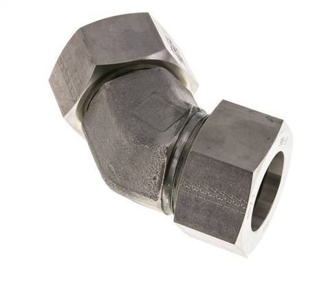 38S Stainless Steel 45deg Elbow Cutting Fitting with Swivel 315 bar FKM O-ring Sealing Cone Adjustable ISO 8434-1