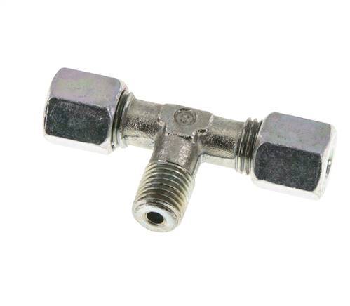 6S & M12x1.5 (con) Zink plated Steel T-Shape Tee Cutting Fitting with Male Threads 640 bar ISO 8434-1