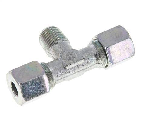8S & M14x1.5 (con) Zink plated Steel T-Shape Tee Cutting Fitting with Male Threads 640 bar ISO 8434-1