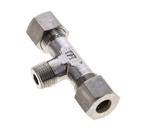 12S & M18x1.5 (con) Stainless Steel T-Shape Tee Compression Fitting with Male Threads 400 bar ISO 8434-1