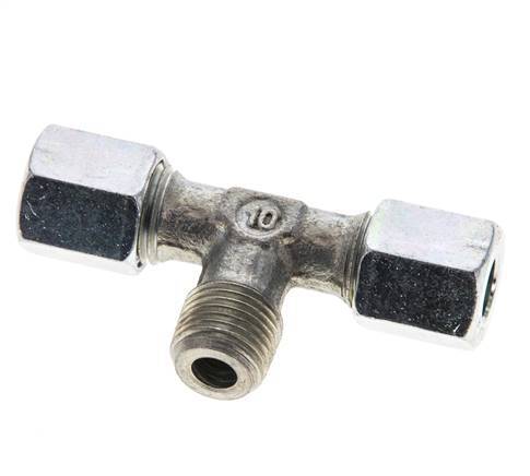6LL & R1/8'' Zink plated Steel T-Shape Tee Cutting Fitting with Male Threads 100 bar ISO 8434-1