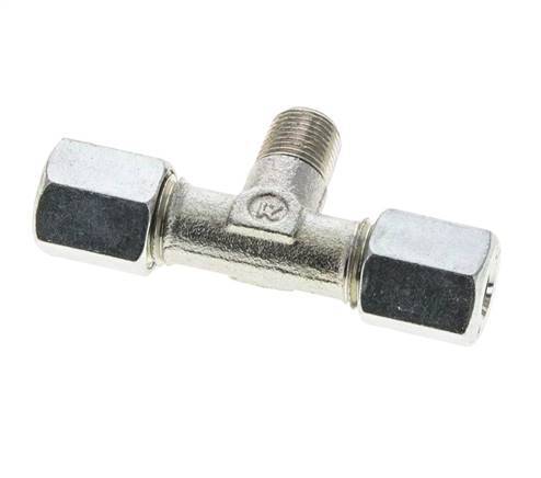 6L & R1/8'' Zink plated Steel T-Shape Tee Cutting Fitting with Male Threads 315 bar ISO 8434-1