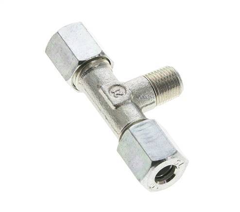 6L & R1/8'' Zink plated Steel T-Shape Tee Cutting Fitting with Male Threads 315 bar ISO 8434-1