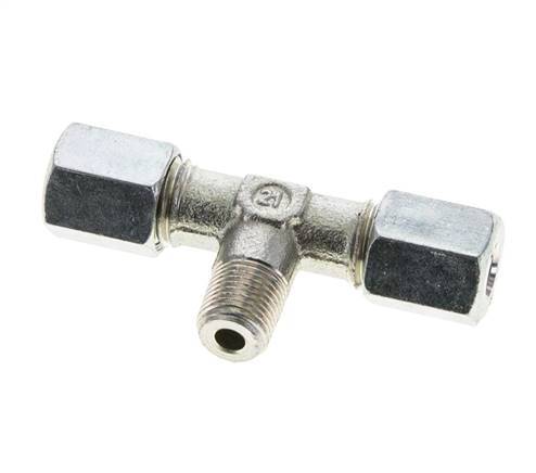 6L & R1/8'' Zink plated Steel T-Shape Tee Cutting Fitting with Male Threads 315 bar ISO 8434-1