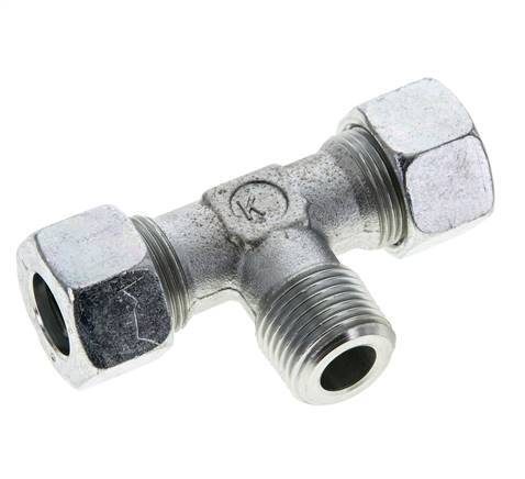 15L & R1/2'' Zink plated Steel T-Shape Tee Cutting Fitting with Male Threads 315 bar ISO 8434-1