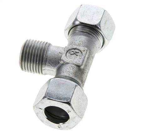 15L & R1/2'' Zink plated Steel T-Shape Tee Cutting Fitting with Male Threads 315 bar ISO 8434-1