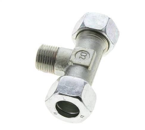 18L & R1/2'' Zink plated Steel T-Shape Tee Cutting Fitting with Male Threads 315 bar ISO 8434-1