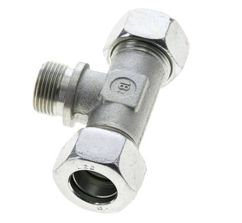 22L & G3/4'' Zink plated Steel T-Shape Tee Cutting Fitting with Male Threads 160 bar ISO 8434-1