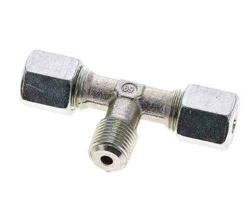 6S & R1/4'' Zink plated Steel T-Shape Tee Cutting Fitting with Male Threads 630 bar ISO 8434-1