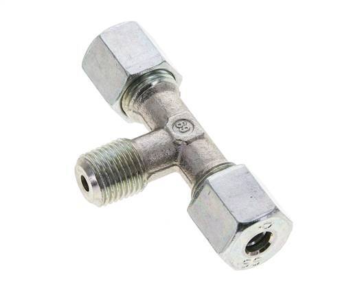6S & R1/4'' Zink plated Steel T-Shape Tee Cutting Fitting with Male Threads 630 bar ISO 8434-1