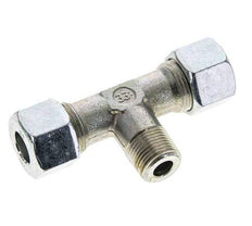 12S & R3/8'' Zink plated Steel T-Shape Tee Cutting Fitting with Male Threads 630 bar ISO 8434-1