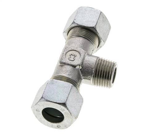 16S & R1/2'' Zink plated Steel T-Shape Tee Cutting Fitting with Male Threads 400 bar ISO 8434-1