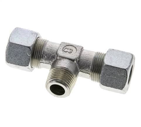 16S & R1/2'' Zink plated Steel T-Shape Tee Cutting Fitting with Male Threads 400 bar ISO 8434-1
