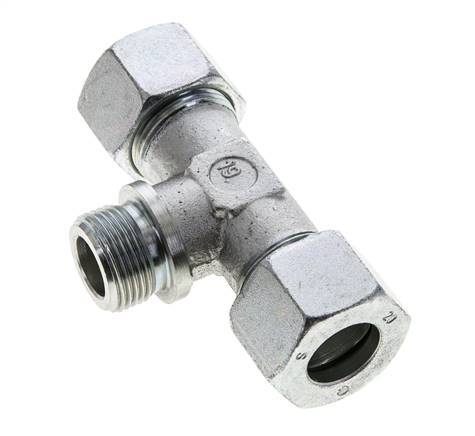 20S & R3/4'' Zink plated Steel T-Shape Tee Cutting Fitting with Male Threads 400 bar ISO 8434-1