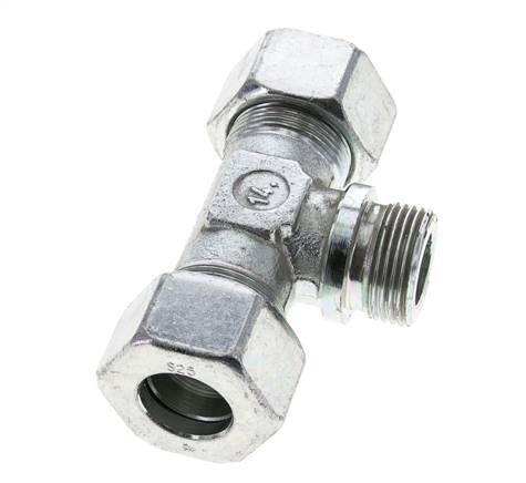 25S & G1'' Zink plated Steel T-Shape Tee Cutting Fitting with Male Threads 400 bar ISO 8434-1