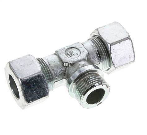 25S & G1'' Zink plated Steel T-Shape Tee Cutting Fitting with Male Threads 400 bar ISO 8434-1