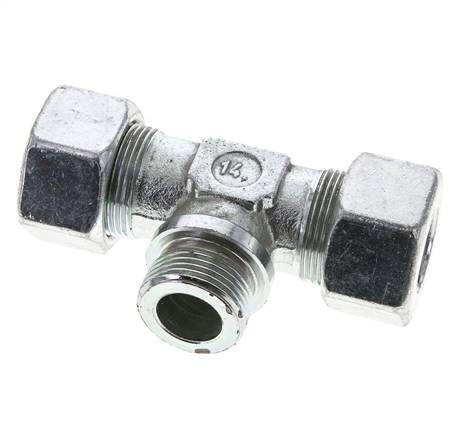25S & G1'' Zink plated Steel T-Shape Tee Cutting Fitting with Male Threads 400 bar ISO 8434-1