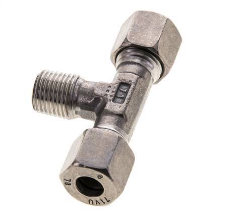 8L & R1/4'' Stainless Steel T-Shape Tee Cutting Fitting with Male Threads 315 bar ISO 8434-1
