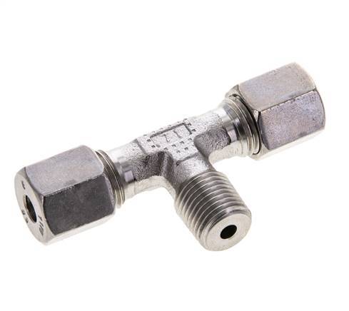 6S & R1/4'' Stainless Steel T-Shape Tee Cutting Fitting with Male Threads 630 bar ISO 8434-1