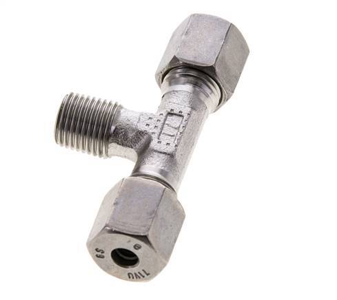 6S & R1/4'' Stainless Steel T-Shape Tee Cutting Fitting with Male Threads 630 bar ISO 8434-1