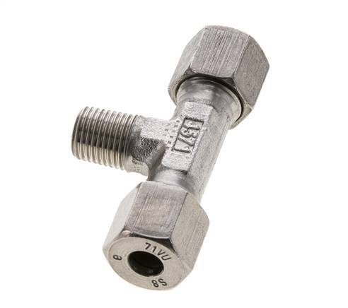 8S & R1/4'' Stainless Steel T-Shape Tee Cutting Fitting with Male Threads 630 bar ISO 8434-1